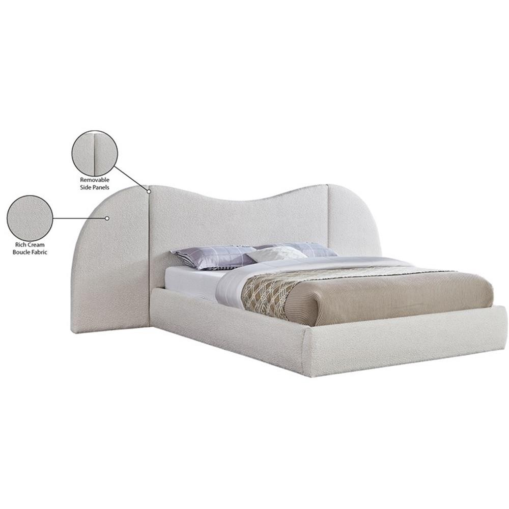 Meridian Furniture Everest Cream Boucle Fabric King Bed