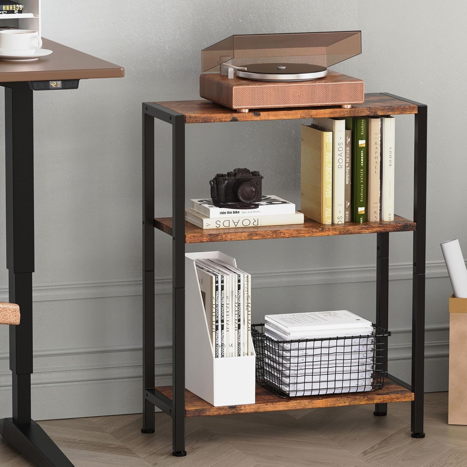 3-Tier Side Table, Small End Table, Sofa Side Table for Narrow Spaces,
