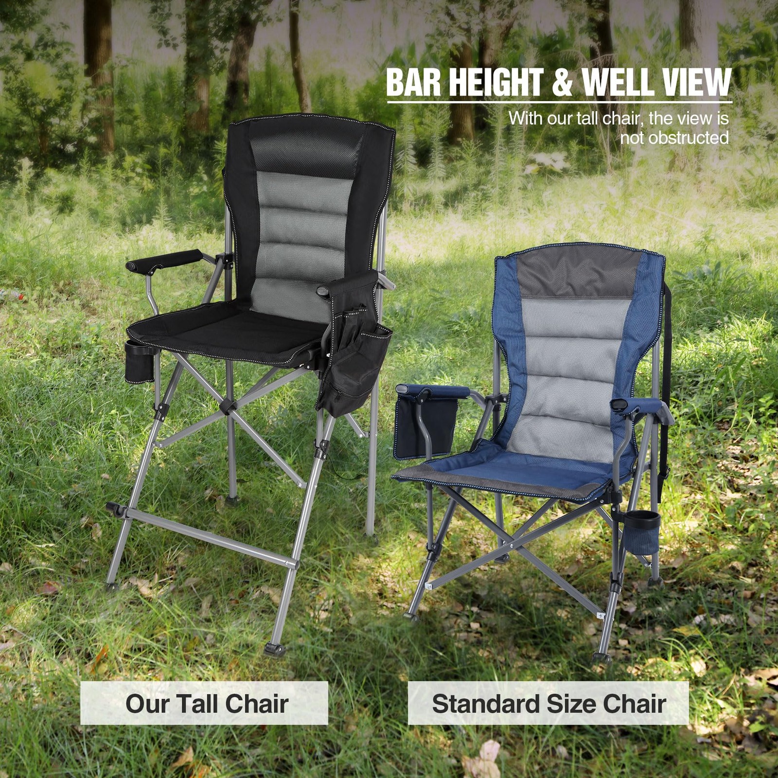 Best Extra Tall Folding Chairs for Adults 330lbs, Portable Bar Height Foldable