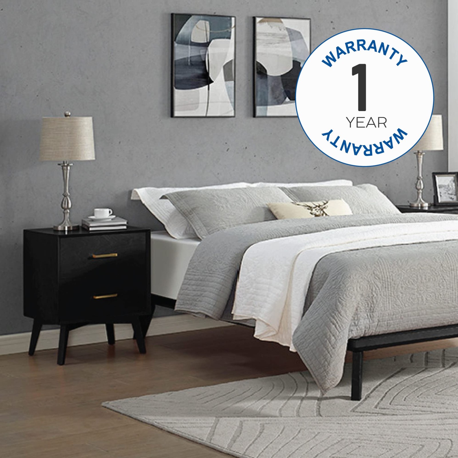 Metro Drawer Nightstand Bed Side Table, Black