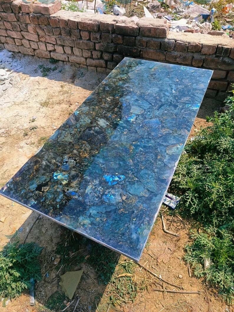Labradorite Dining Table, Custom Made Cafeteria Table Perfect for Home or Office