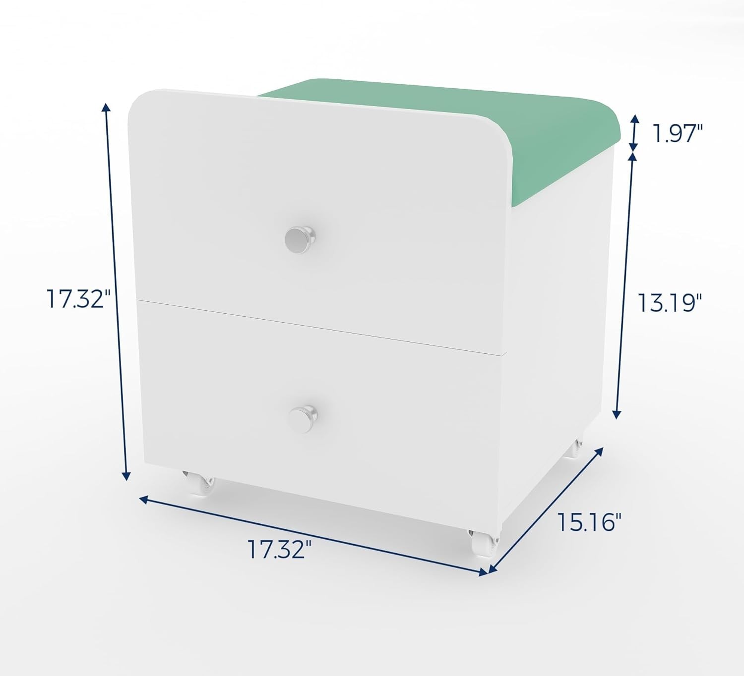 Vanity Stool Chair with Storage 17.32″ x 15.16″ x 17.32″ with Lockable Wheels