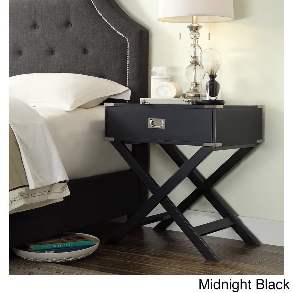Inspire Q Kenton X Base Wood Accent Campaign Table by Bold Black Painted Side Ta