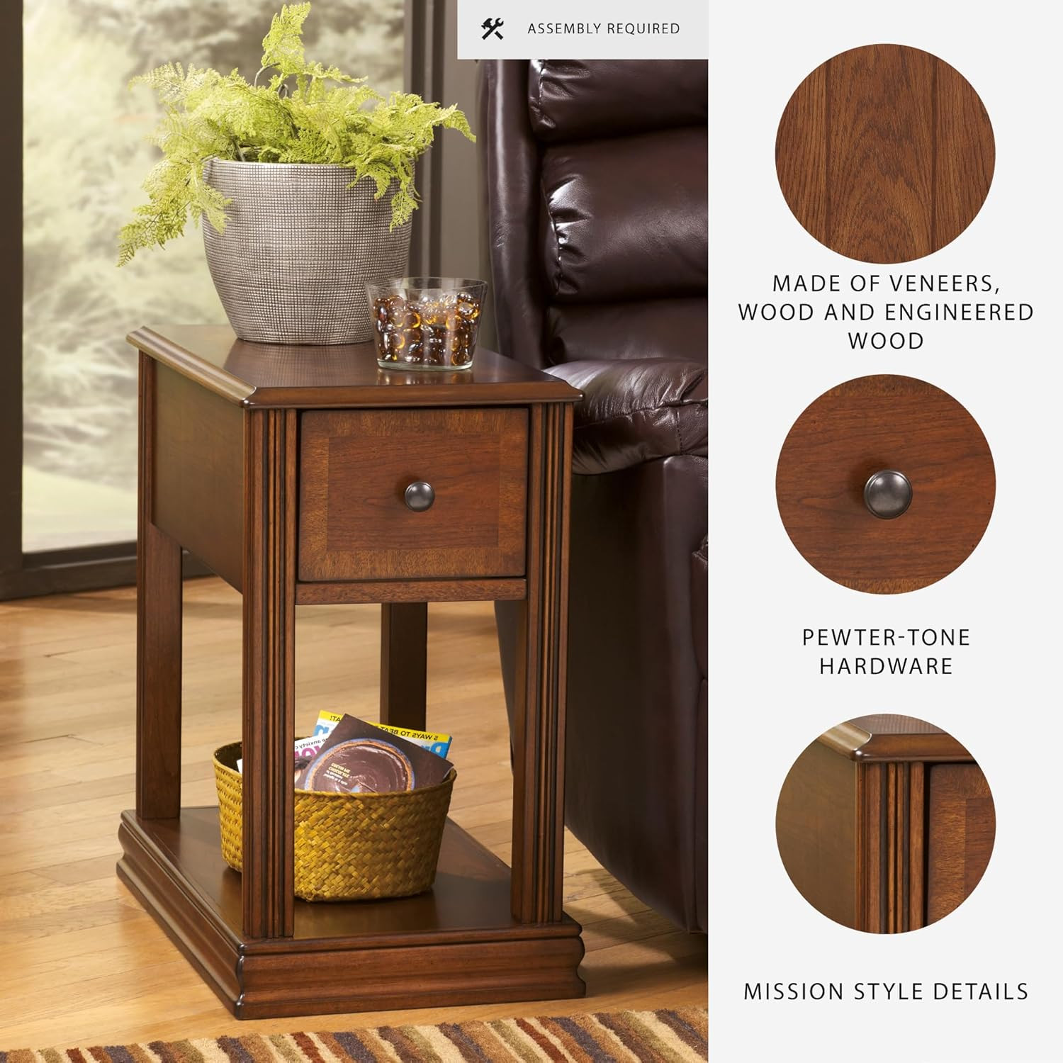 Breegin Rustic Wooden Side Table – Elegant Brown End Table for Any Room