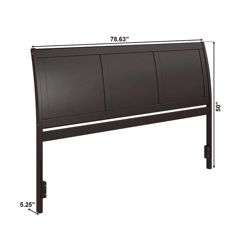 AFI Portland Brown King Sleigh Solid Wood Panel Headboard w/ Attachable Charger