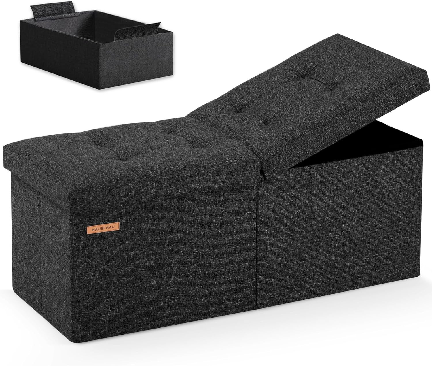 31.5 Inches Ottoman with Storage, Folding Ottoman Bench Small Foot Rest Stool, B