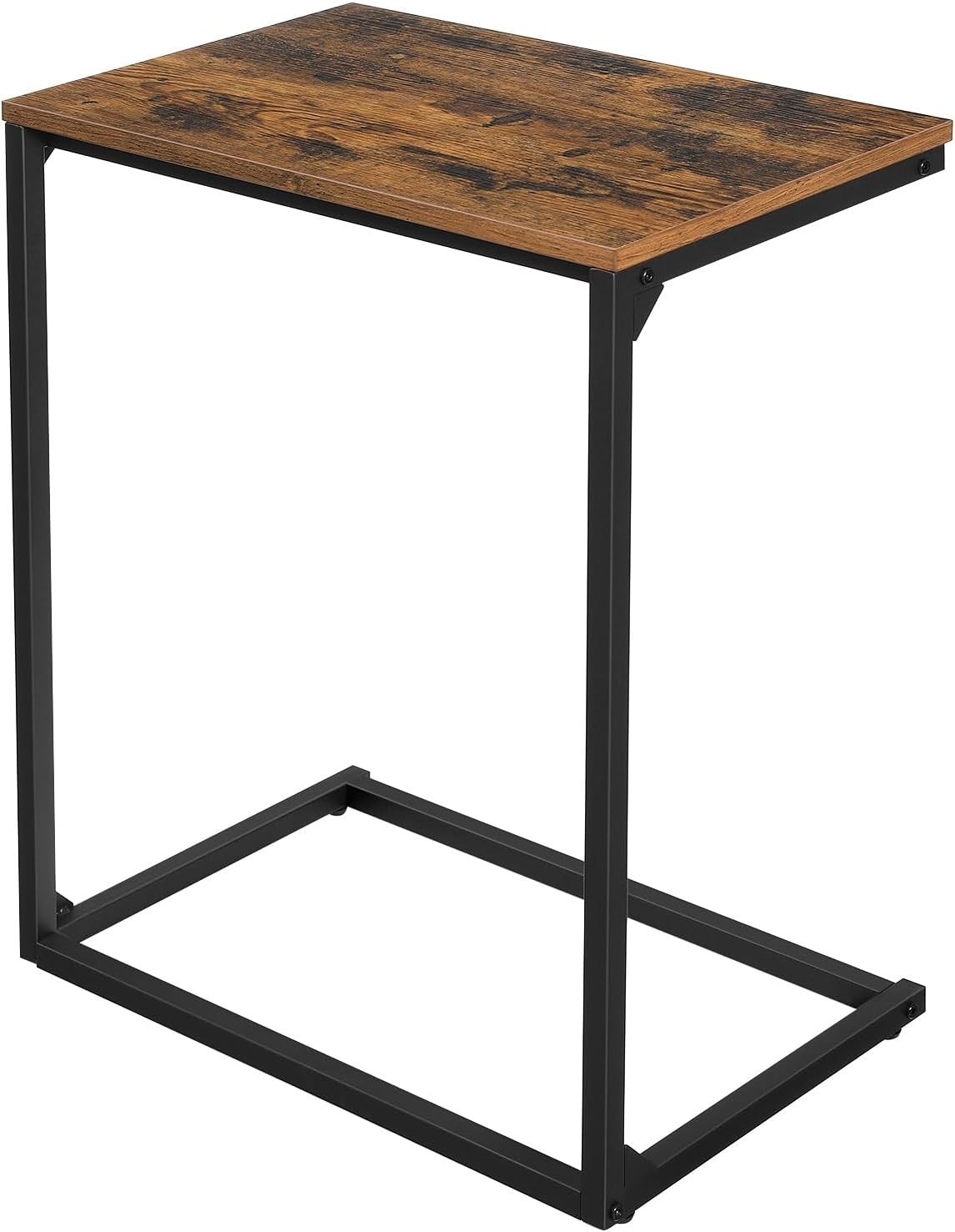 Rustic C-Shape End Table: Versatile Small Coffee Table for Couch, 13.8 x 21.7 in