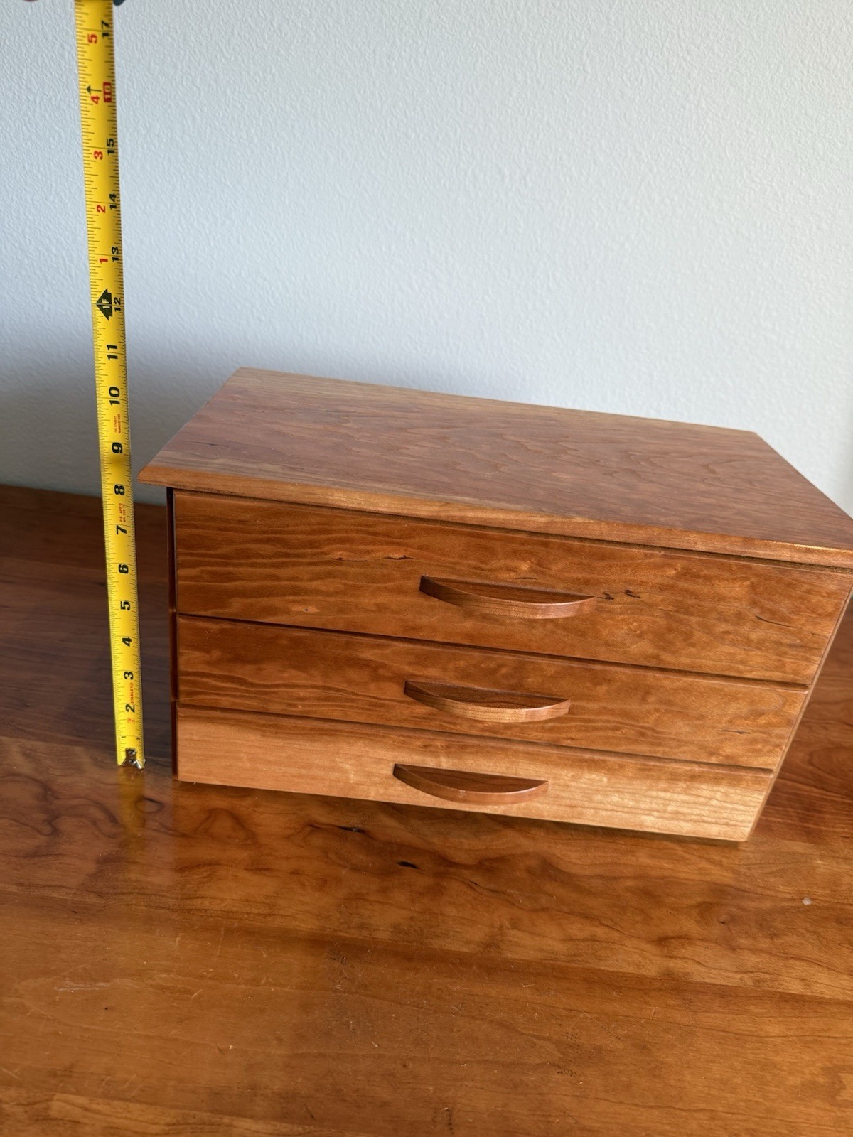 Handcrafted craftsman cherry three drawer cabinet vanity table top exceptional