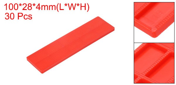 30Pcs Plastic Flat Shims for Leveling 4mm(5/32″) Structural Tile Shims Red