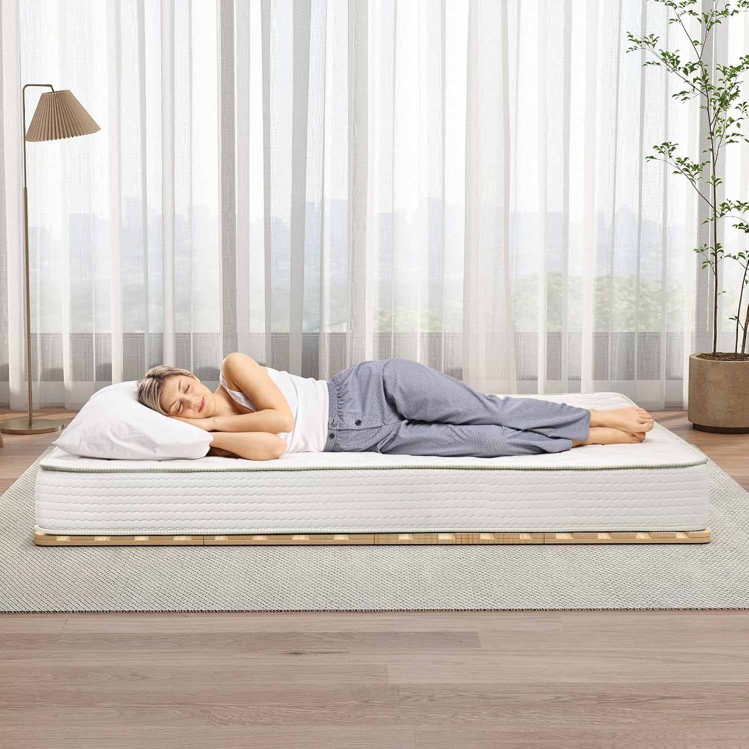 SLSY Fold Wooden Bed Slats Tatami Bed Frame Plate 2in1 Futon Care Twin FullQueen