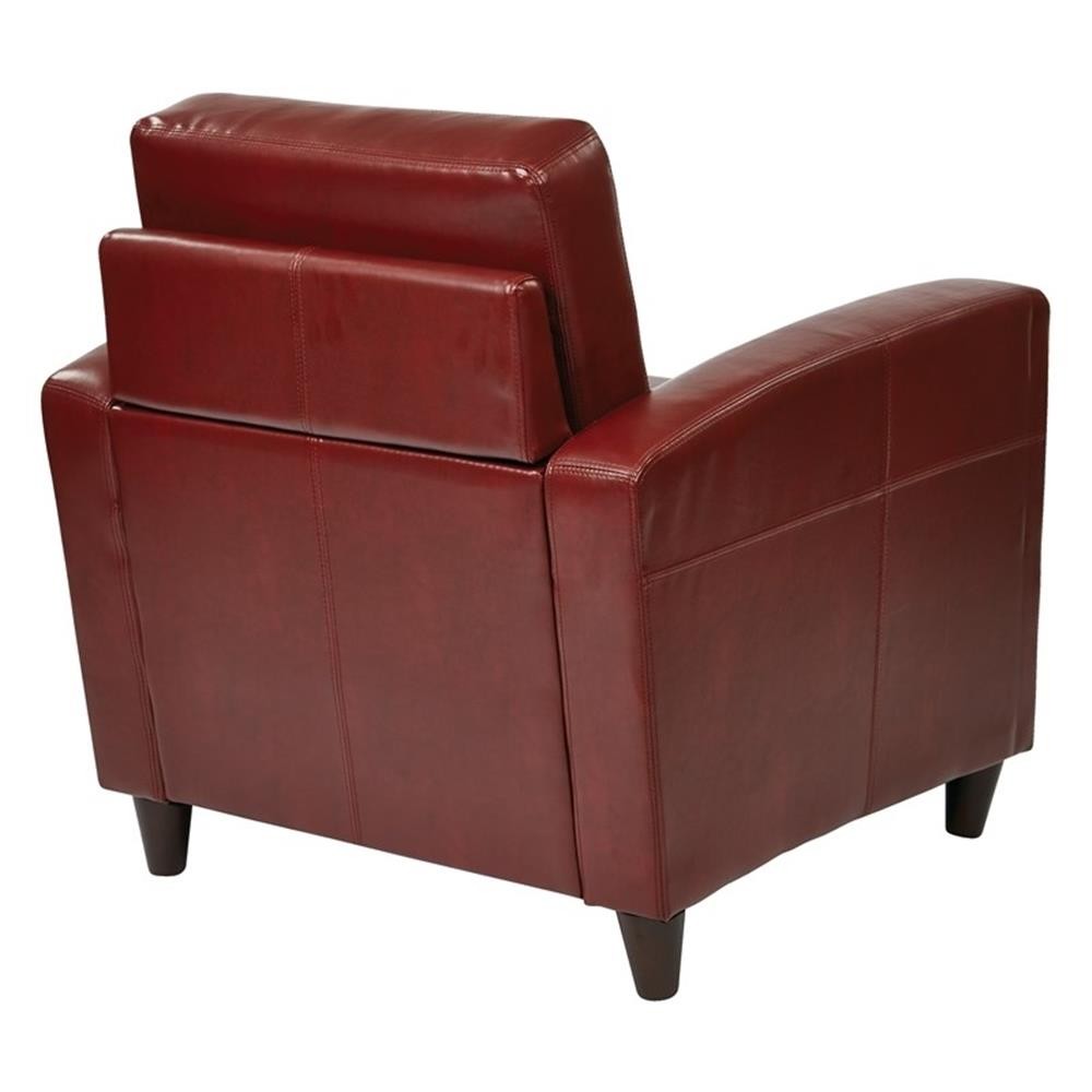 Bowery Hill 18.75” Modern Faux Leather Upholstered Club Chair in Red