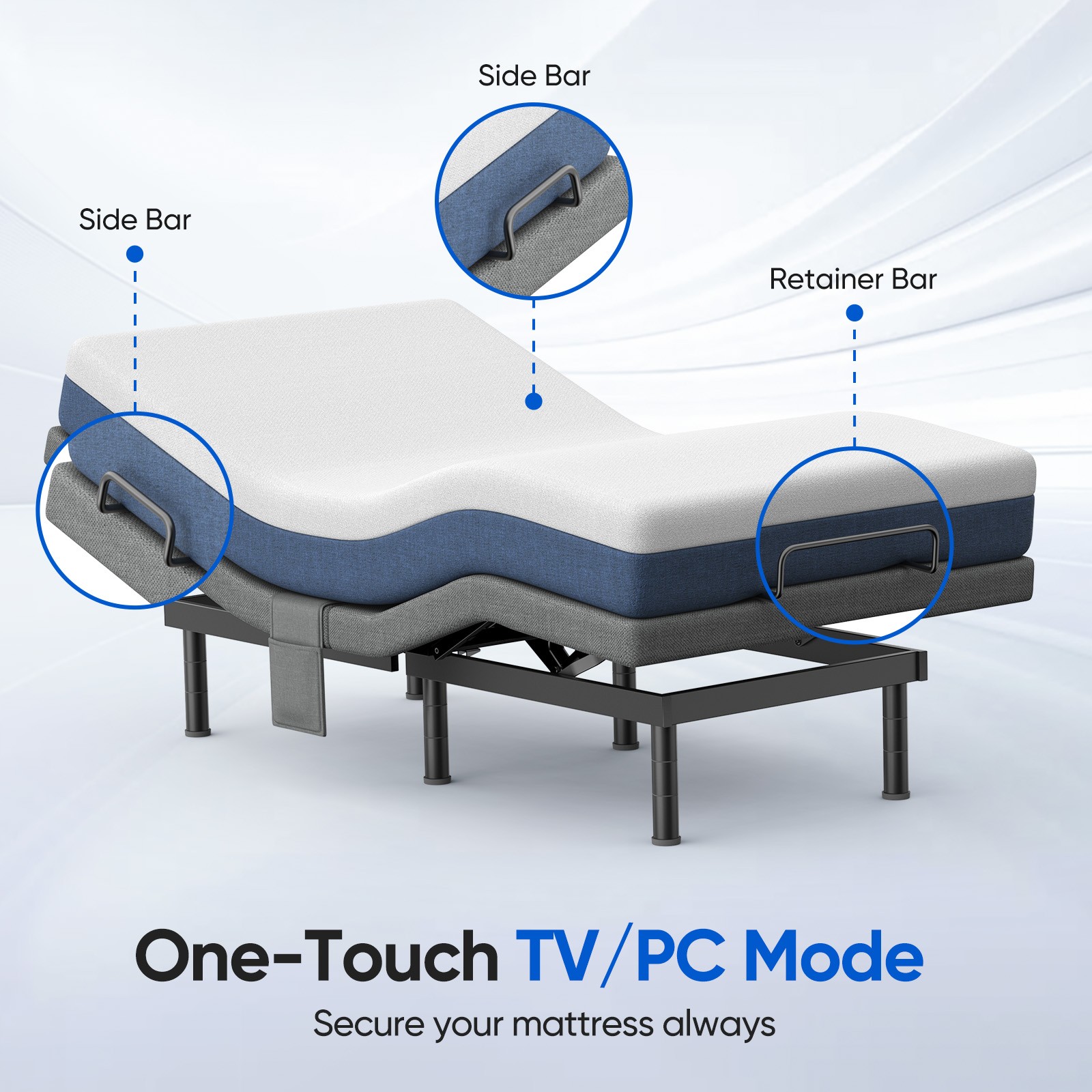 Split King Power Adjustable Bed Frame Upgrade Metal Bed Base Remote Dual Motor