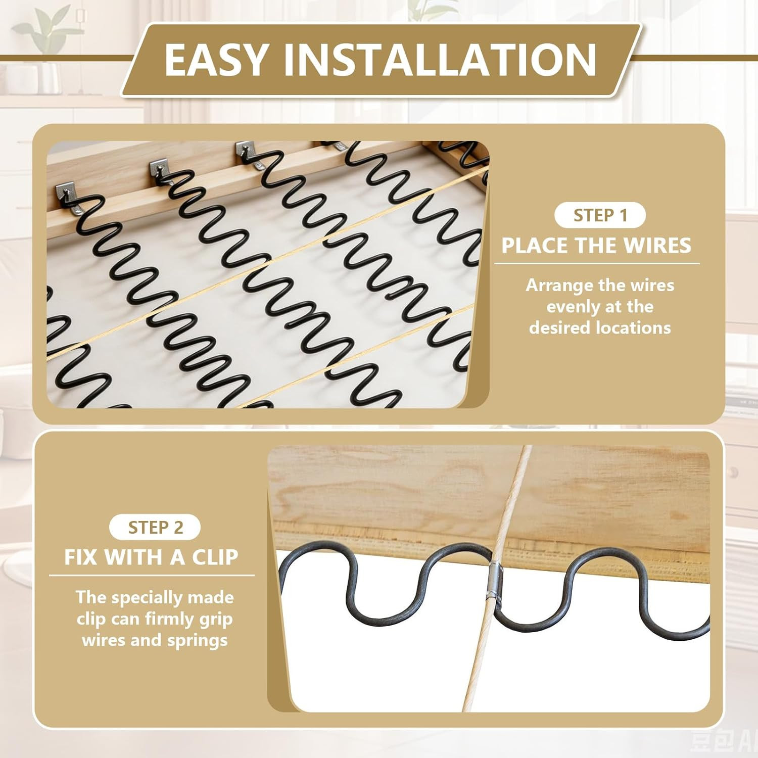 50FT Upholstery Stay Wire for Sofa Furniture Springs, Couch Spring Repair Kit wi