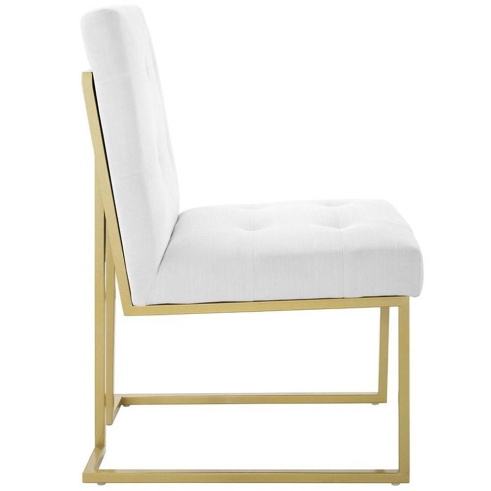 Modway Privy 18.5″ Stainless Steel Polyester Dining Accent Chair in Gold/White