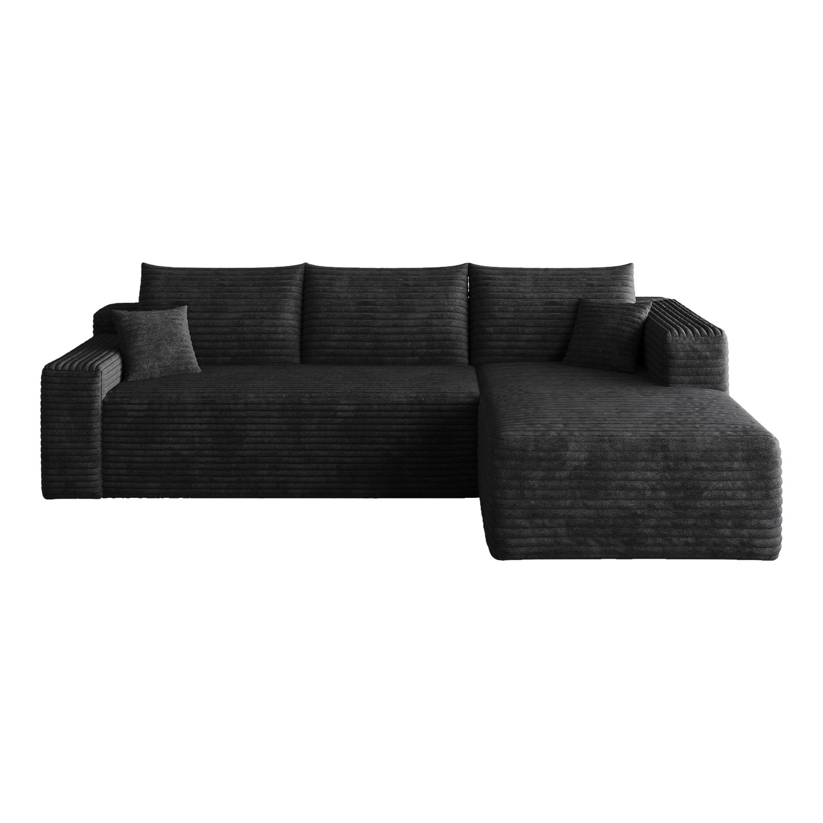 95″ L Shaped Corduroy Sofa Cloud Boneless Sofa Set Right Chaise for Living Room