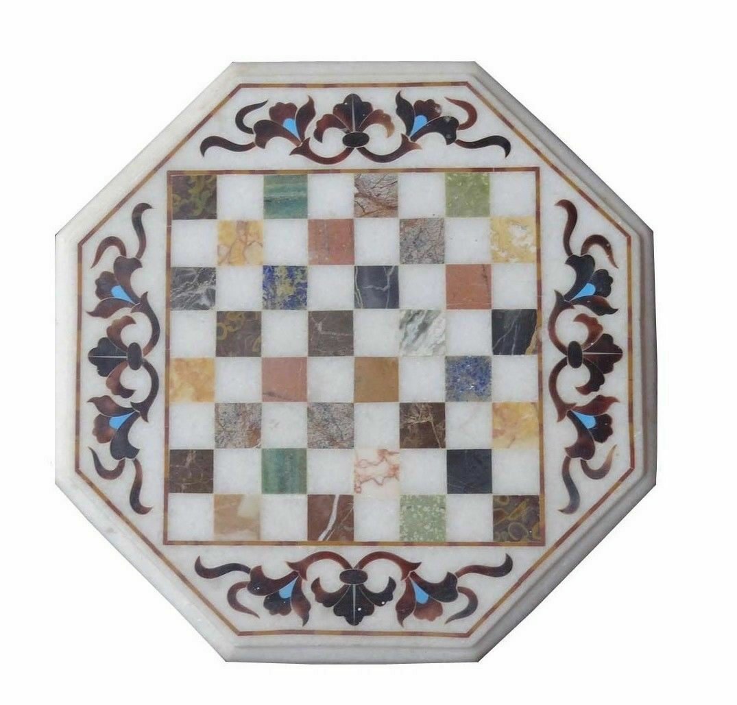 2’x2′ Marble kids children game Chess table Top Inlay Stone handicraft p2