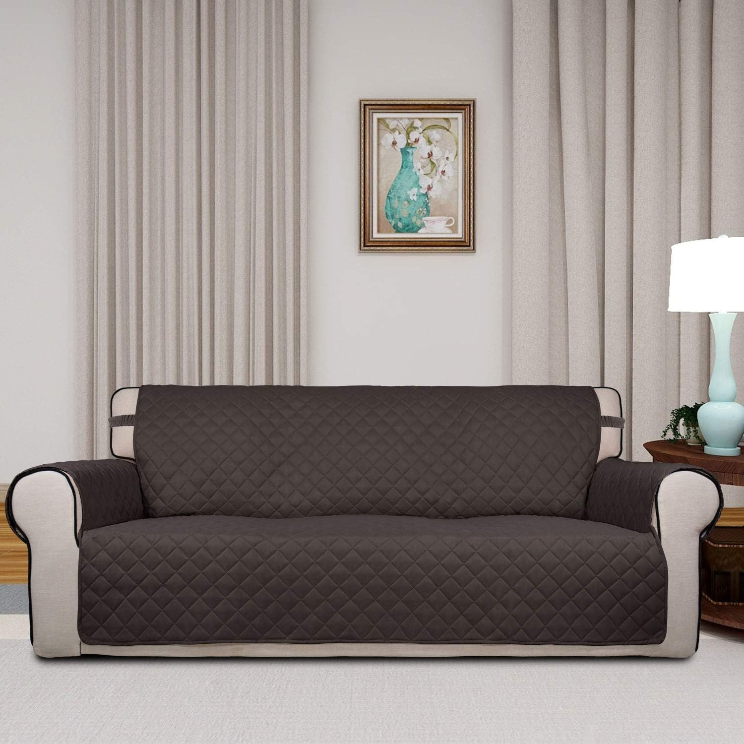 PureFit Reversible Quilted Sofa Cover, Water Resistant Slipcover Furniture Prote