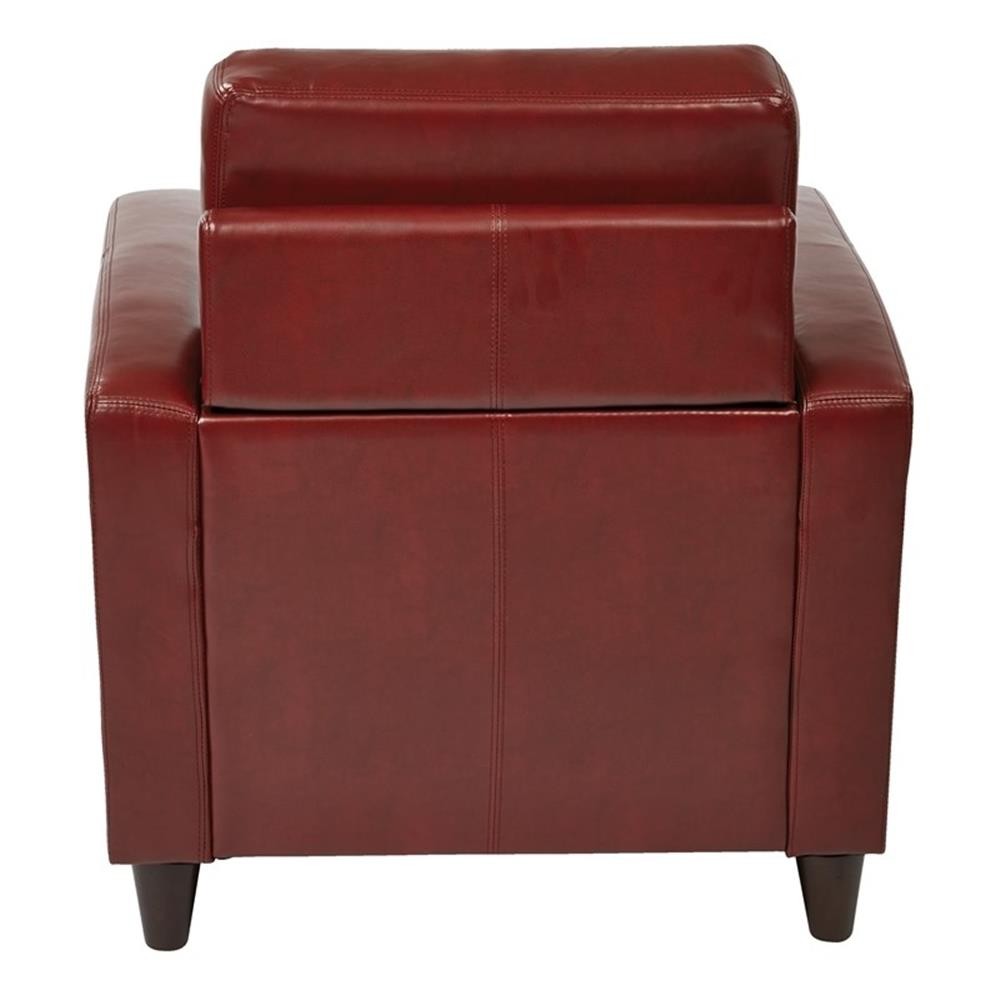 Bowery Hill 18.75” Modern Faux Leather Upholstered Club Chair in Red