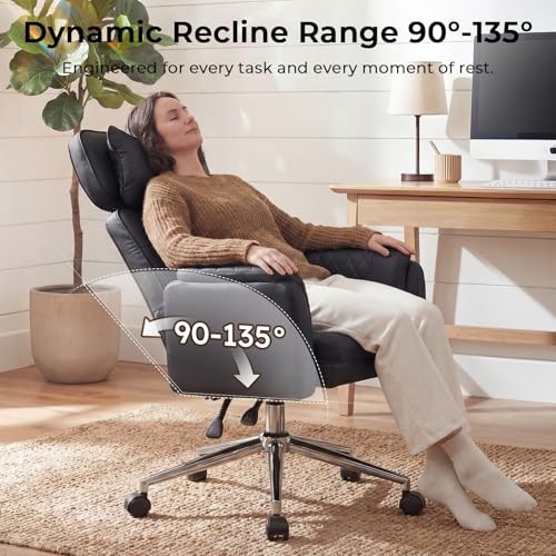 Big and Tall Office Chair – Criss Cross Leather High Back 49.6”H×22”W Black