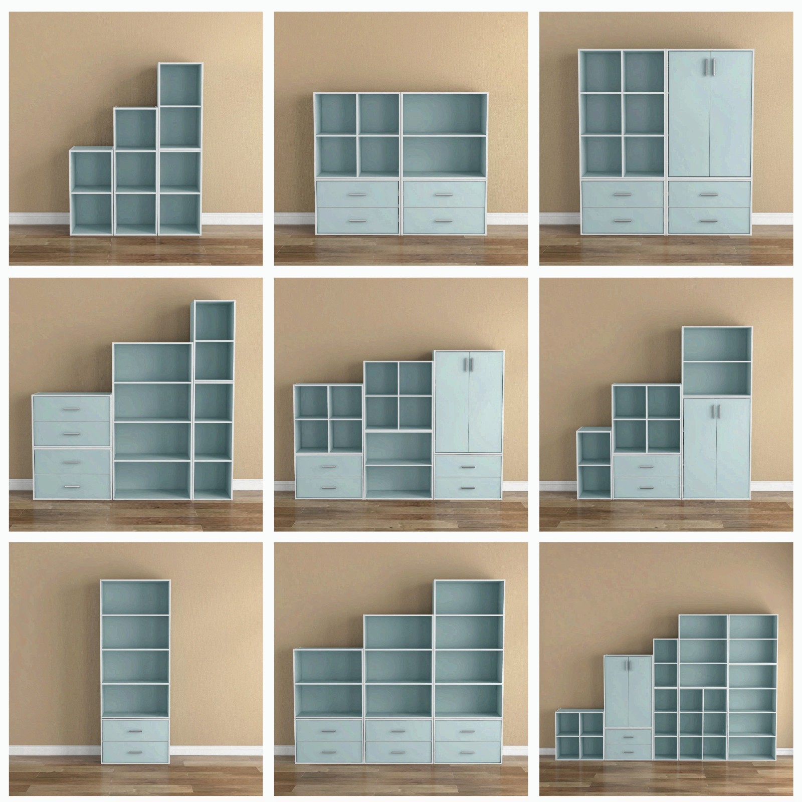 Brooks Stackable 2-Drawer Wood Light Blue Kids Cabinet