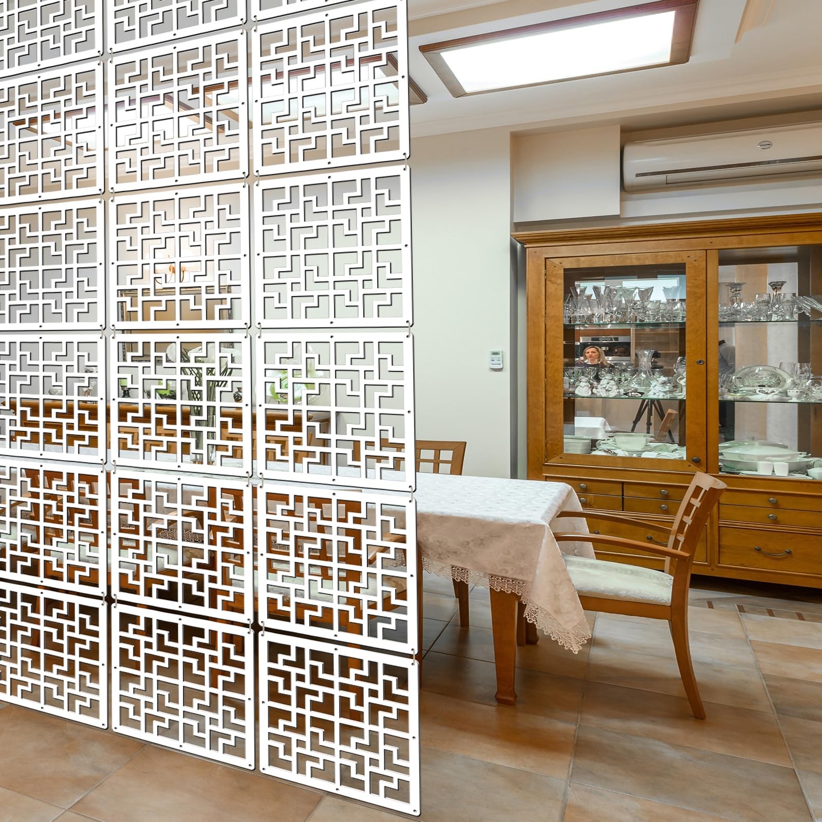 Hanging Room Divider 10 PCS WoodPlastic 0.2 Inch Thick 11.4×11.4 Inch FY
