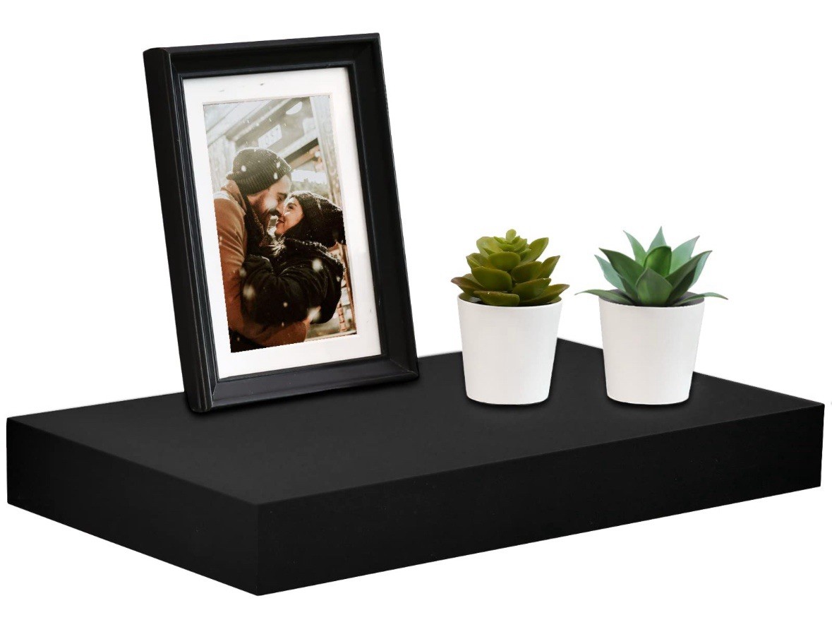 Floating Shelf Black Wall Mounted 2in Height 9.25in Width 16in Length WSV118-160
