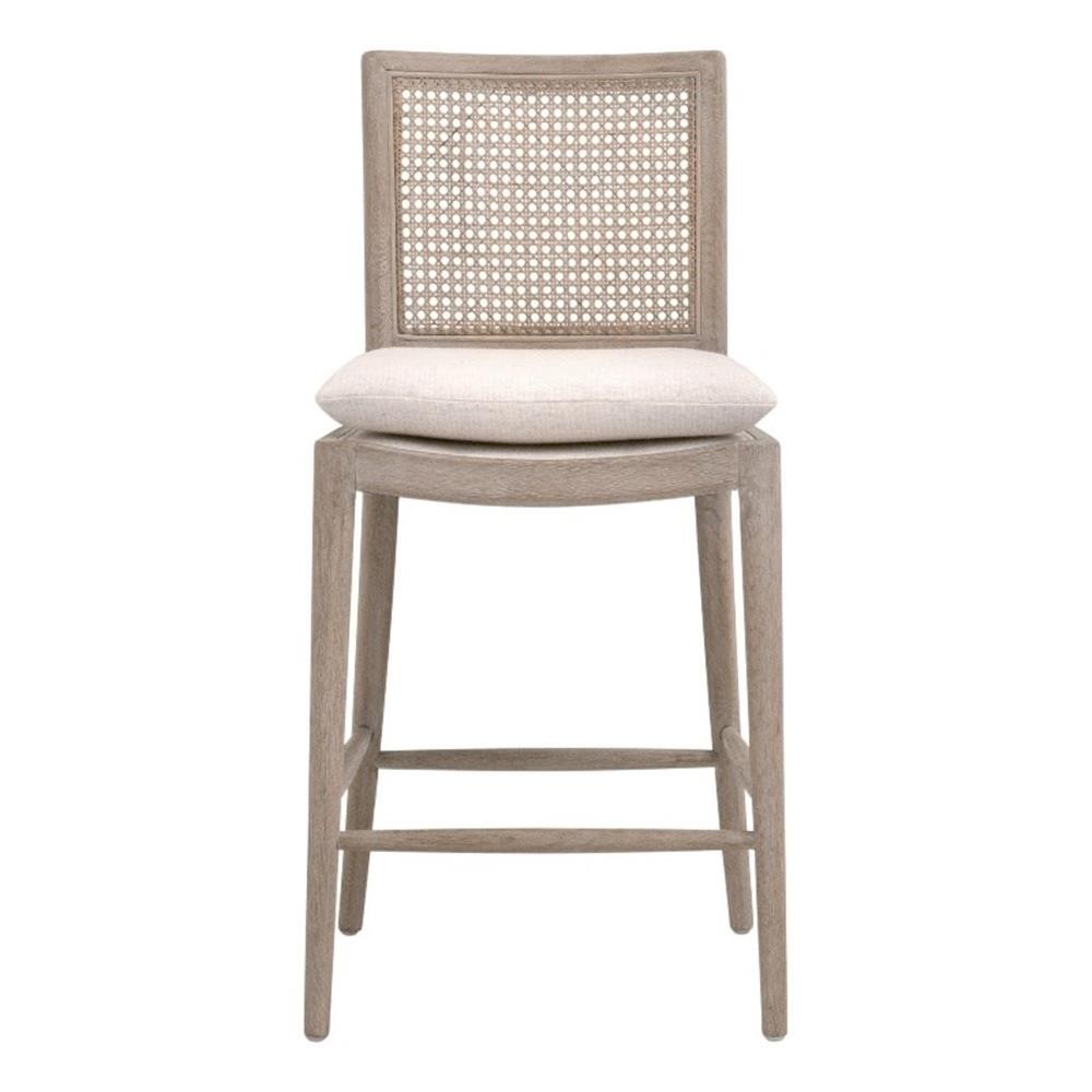 Pemberly Row Cane Back Counter Stool 18.75″W in Natural Gray Oak