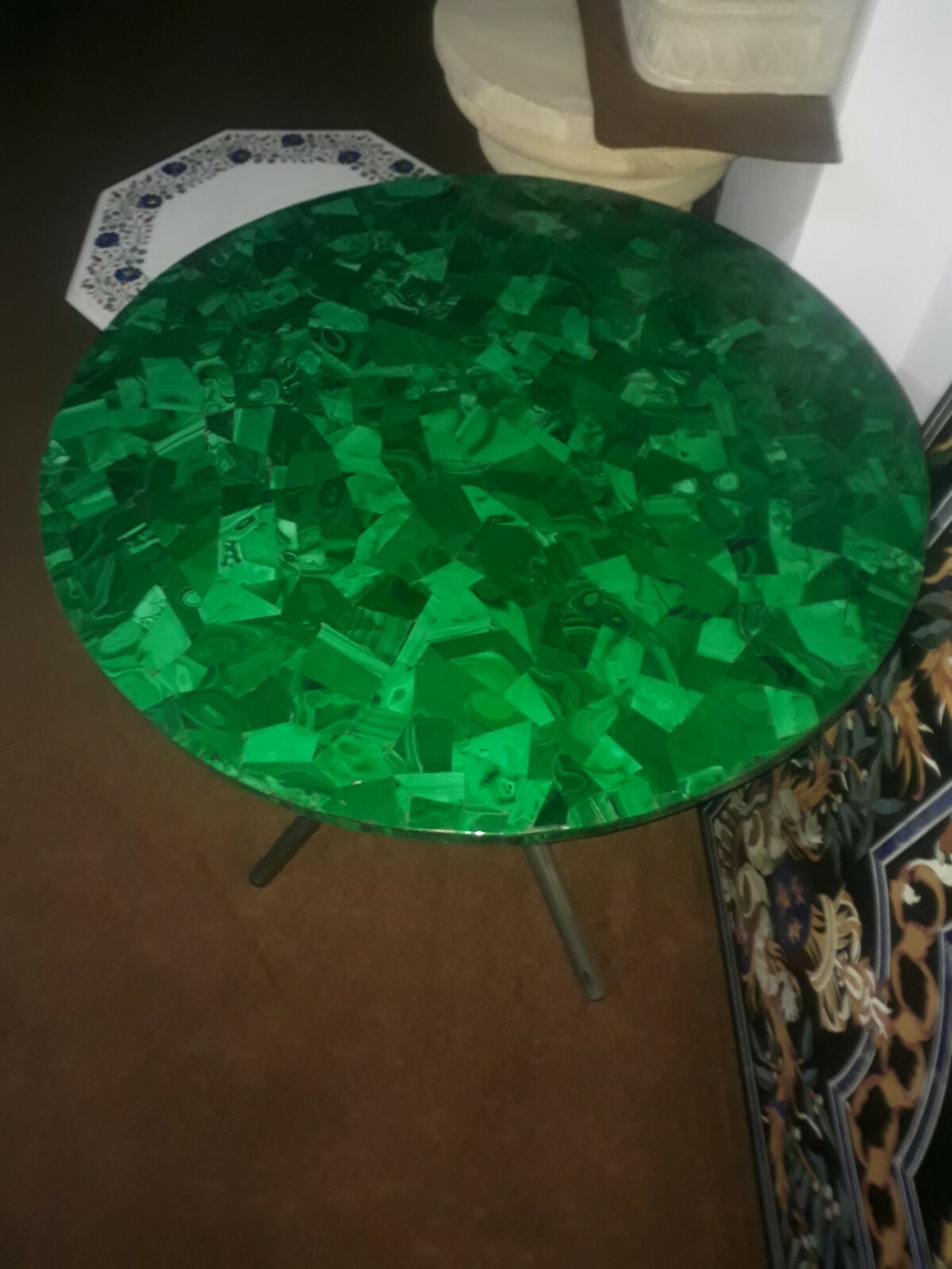 18” Marble Table Top Center Coffee Home Decor Inlay green malachite antique a3