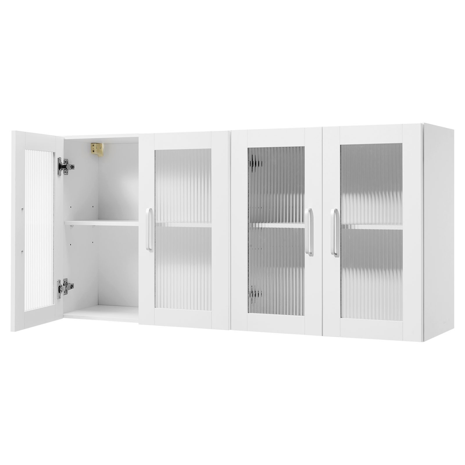 Uimoso Laundry Room Wall Cabinet with 2 Tiers and 4 Doors, Set of 2
