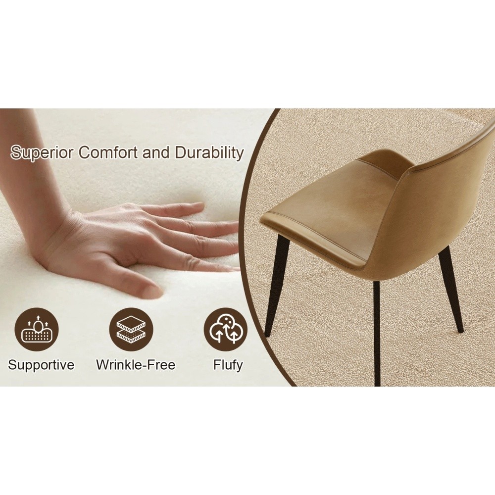 4 Dining Chairs PU Leather Carbon Steel Legs Curved Backrest Padded Seats
