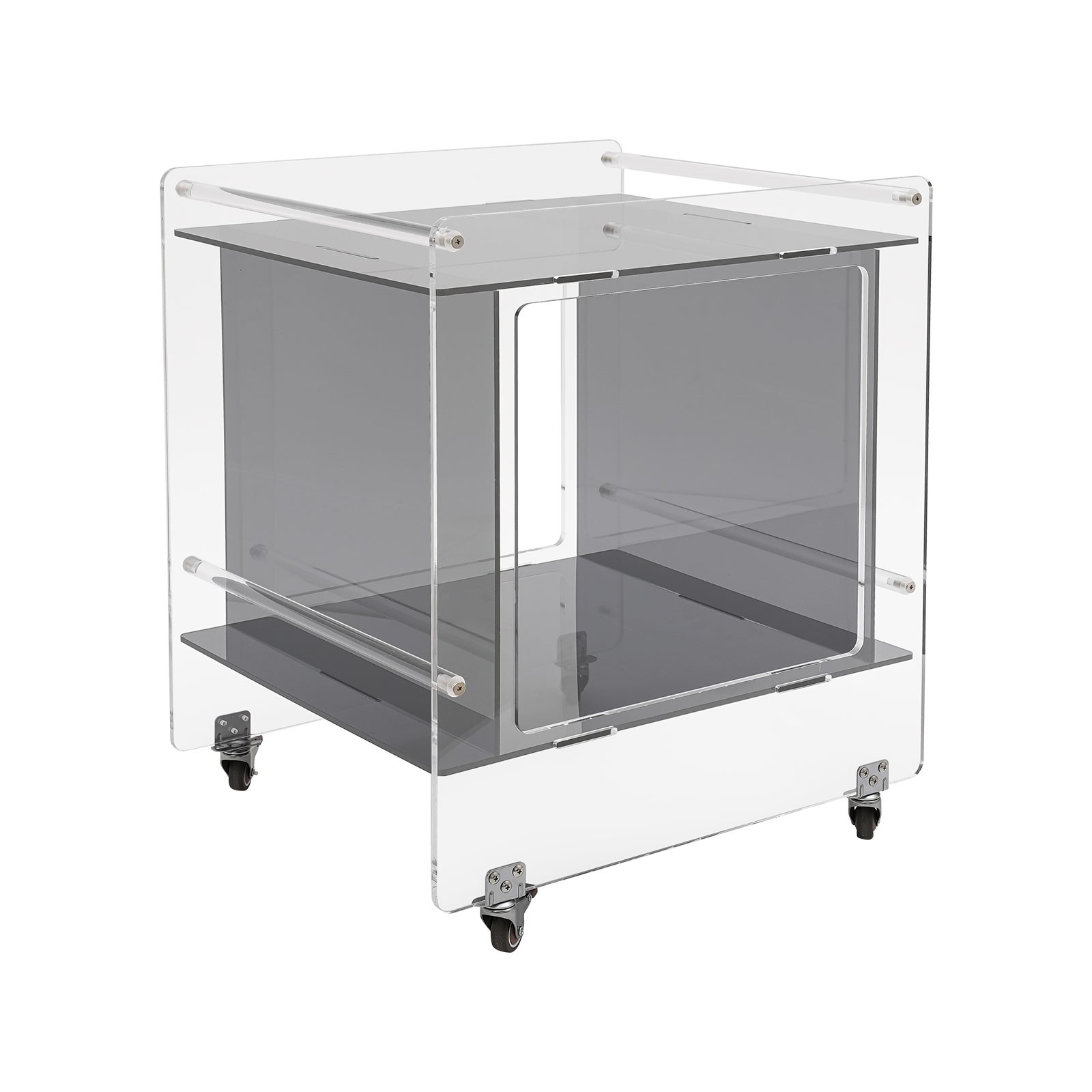 Side Table Acrylic Mobile Table 46x40x55cm Multifunctional End Table with Wheels