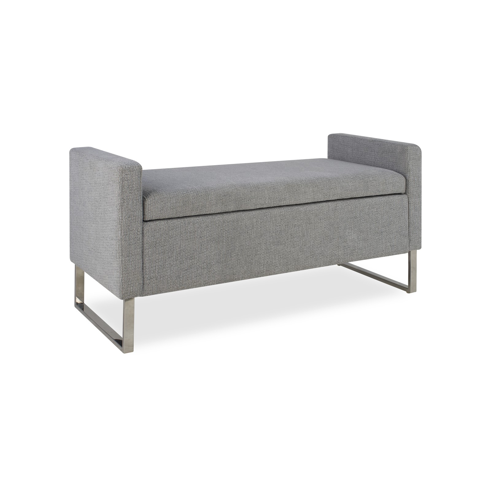 Upholstered Storage Ottoman Bench for Living Room, Bedroom, Grey w/ Metal Base