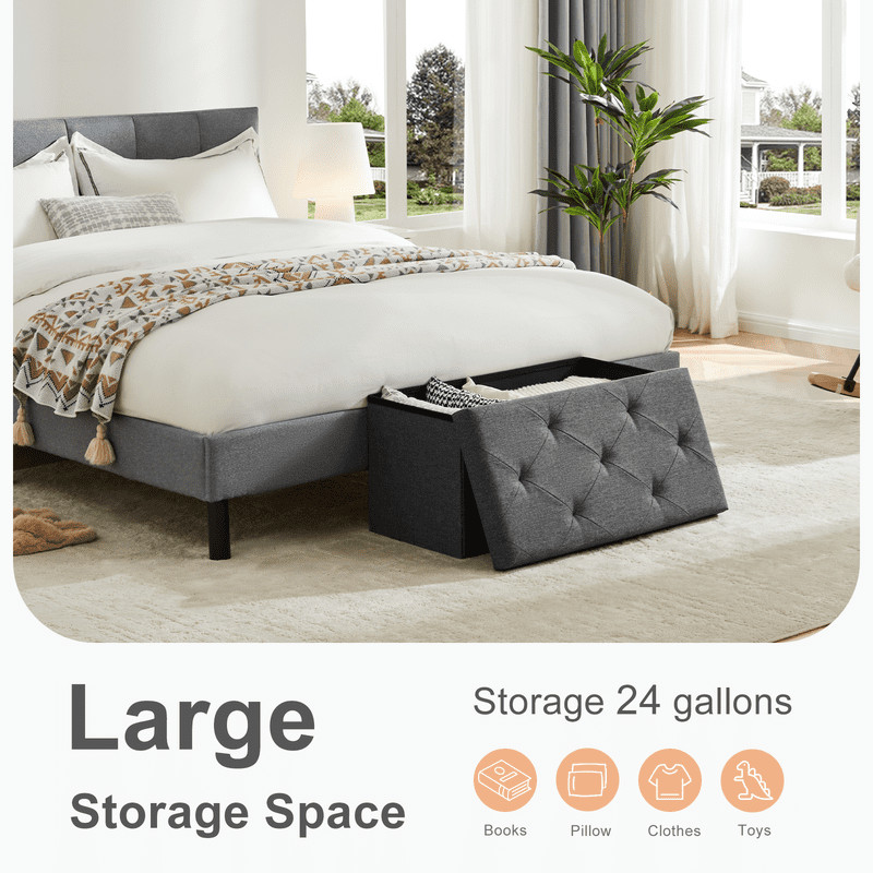 30 Inches Folding Storage Ottoman Bench Storage Chest Foot Rest Stool Bedroom