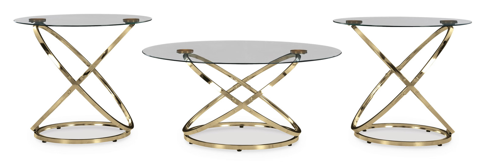 Signature Design by Ashley Crimonti 3-Piece Glass Coffee Table Set with End