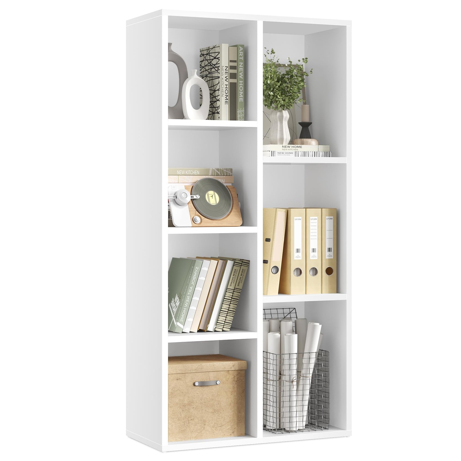 Bookcase Cube Shelf with 7 Compartments, 9.4 x 19.7 x 41.9 Inches
