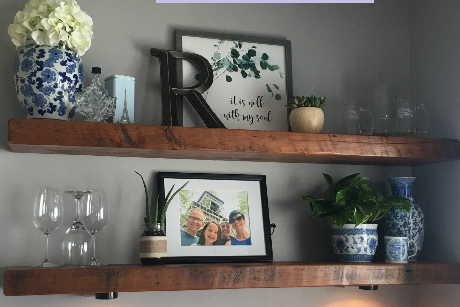 Thick profile floating shelves – Antique Barn Wood shelf – OR Floating Mantle