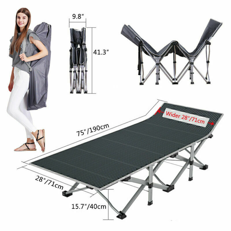 NAIZEA Rollaway Guest Bed,Mattress Folding Cot Adults Recliner Chaise Gray Blue