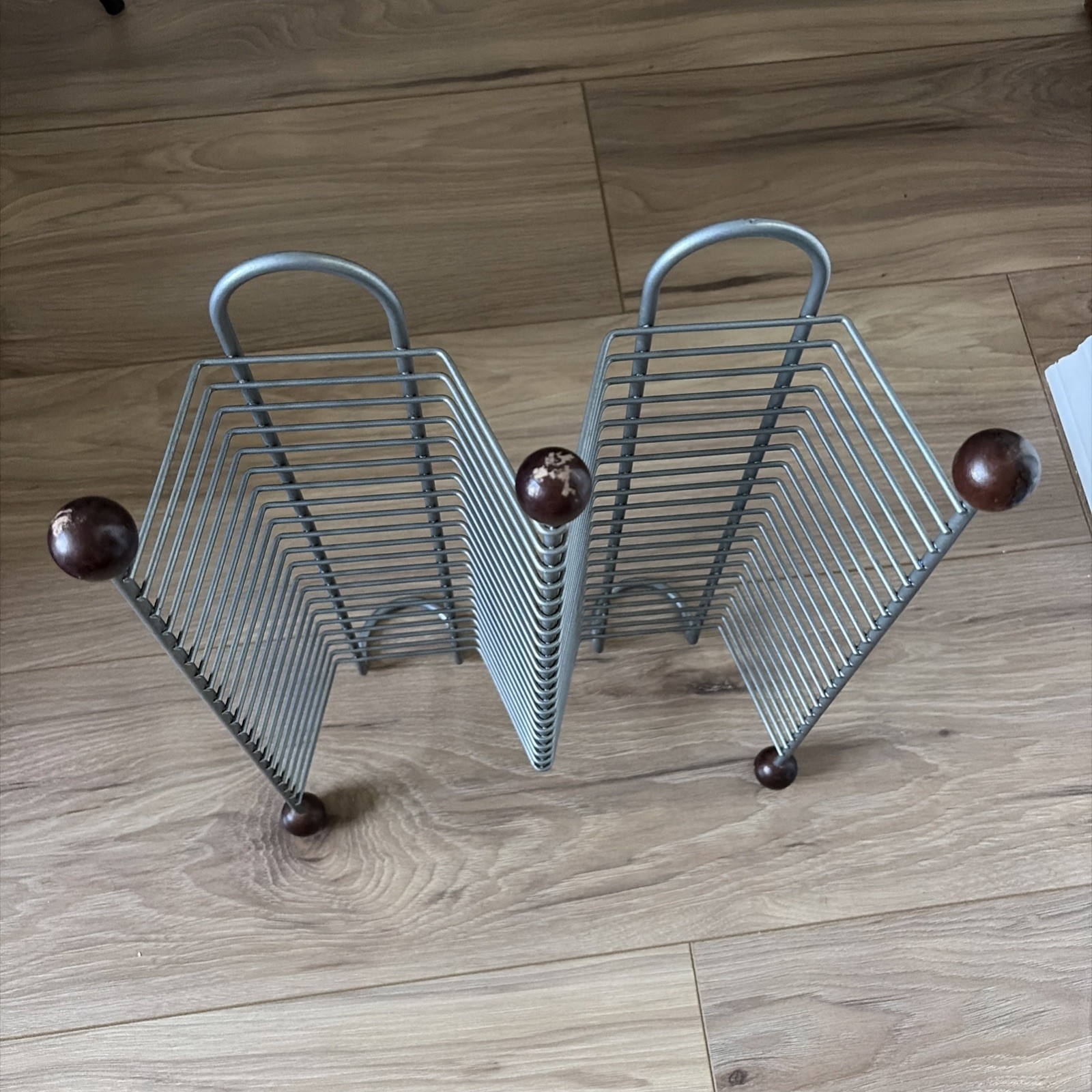 CD Tower Rack Holder Vintage Silver Steel Wood, Holds 40 CDs