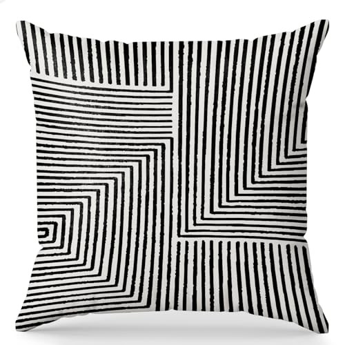 Black and Bbeige White Pillow Cover 18×18, Neutral Beige Black New-black 01