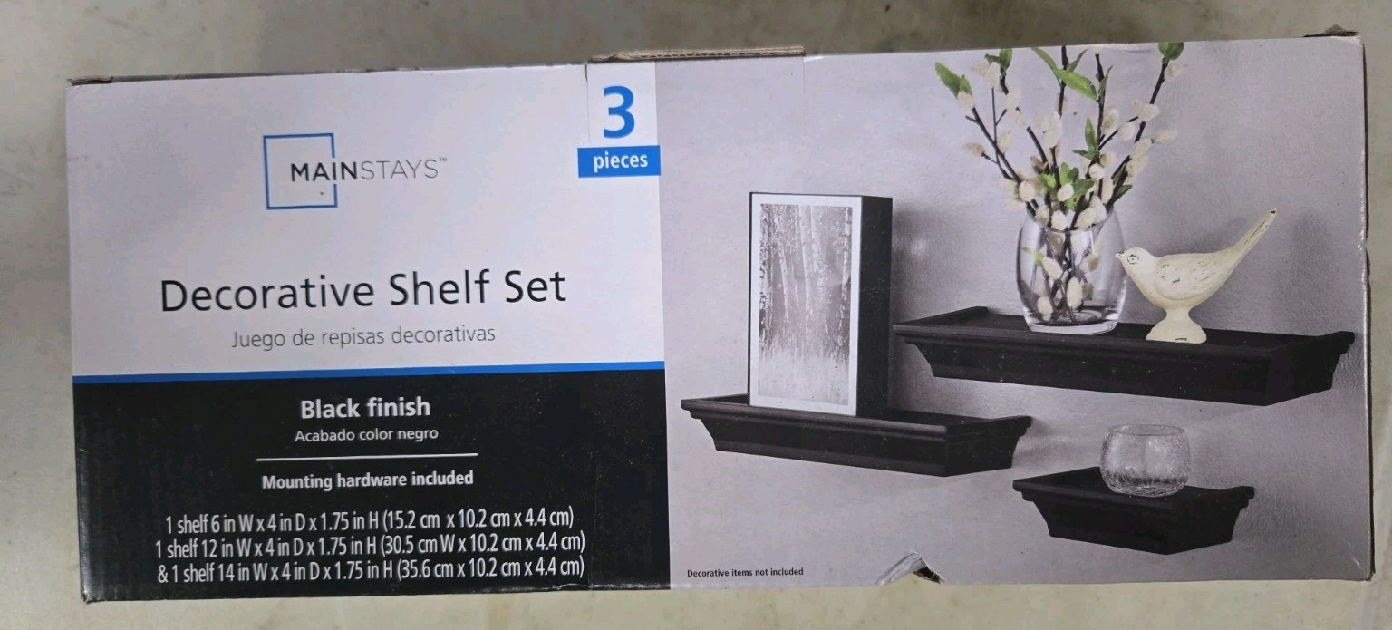 Mainstays Decorating Shelf Set 3pc Black