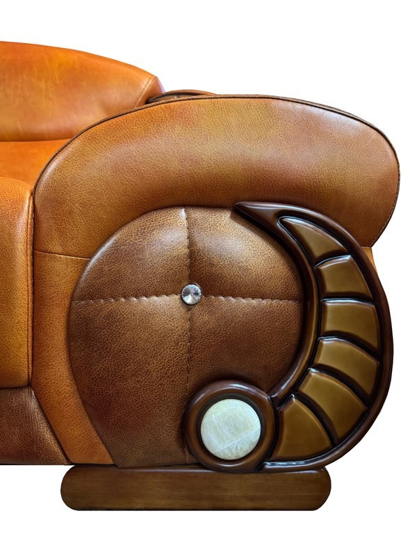 NEW Royalty Kingdom 3PC Sofa Set Brown Leather Diamond Traditional Living Room