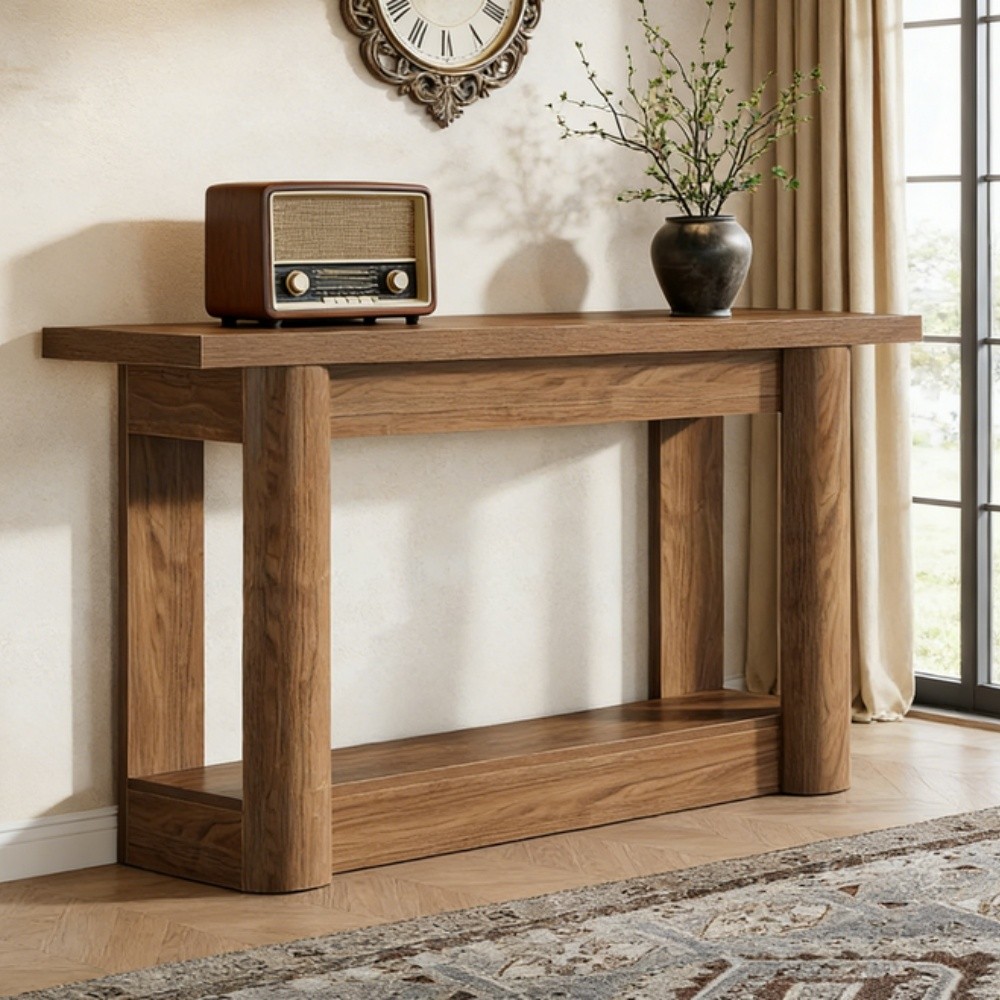 Long Console Table Entry Table with Lower Shelf