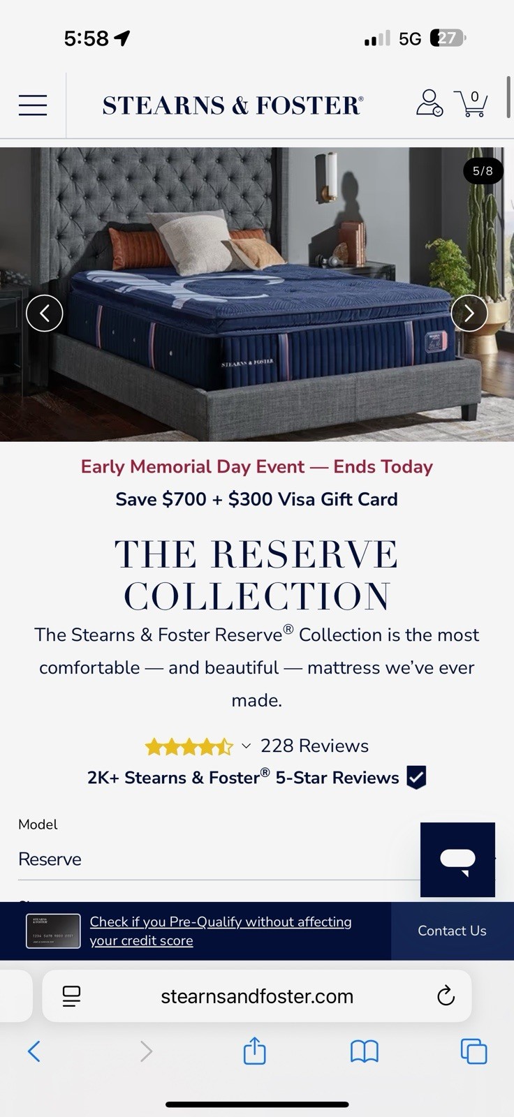 Stearn & Foster King Memory Foam Mattress