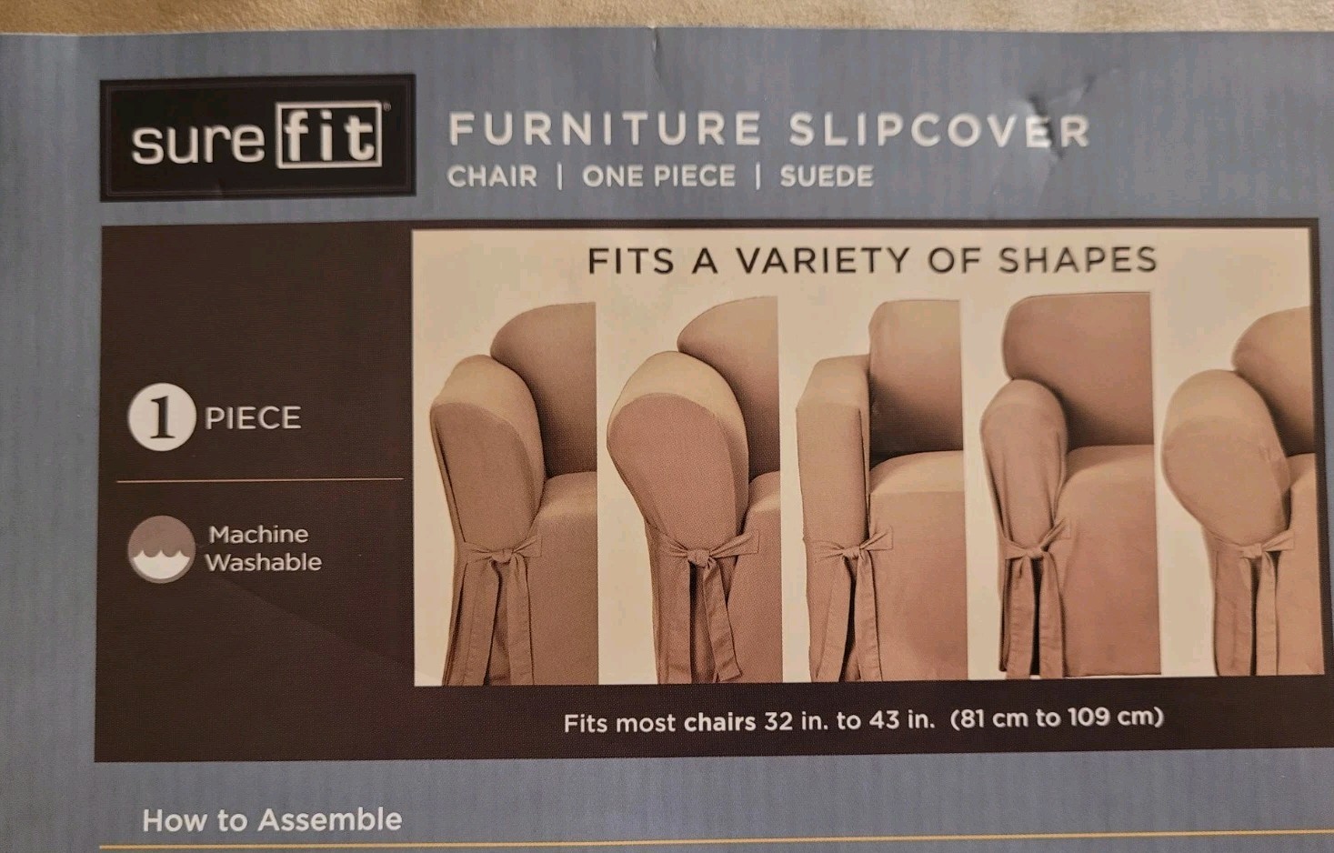 Sure Fit Taupe Suede Slipcover Soft Suede One Piece Chair Relaxed Fit Suede NEW