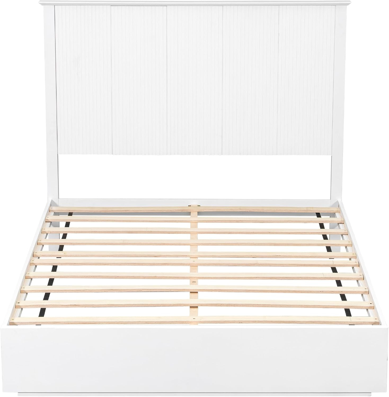 Queen Size Bed Frame with Platform,Solid Wood Bed with Headboard,600Lbs Weight L