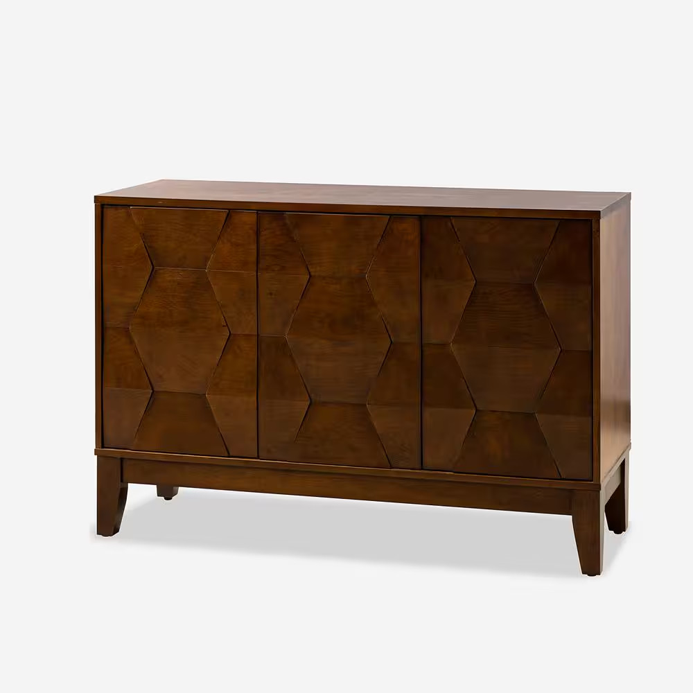 Germaine Walnut Modern 45 In. Wide 3Door Sideboard with Adjustable Shelf and Sol