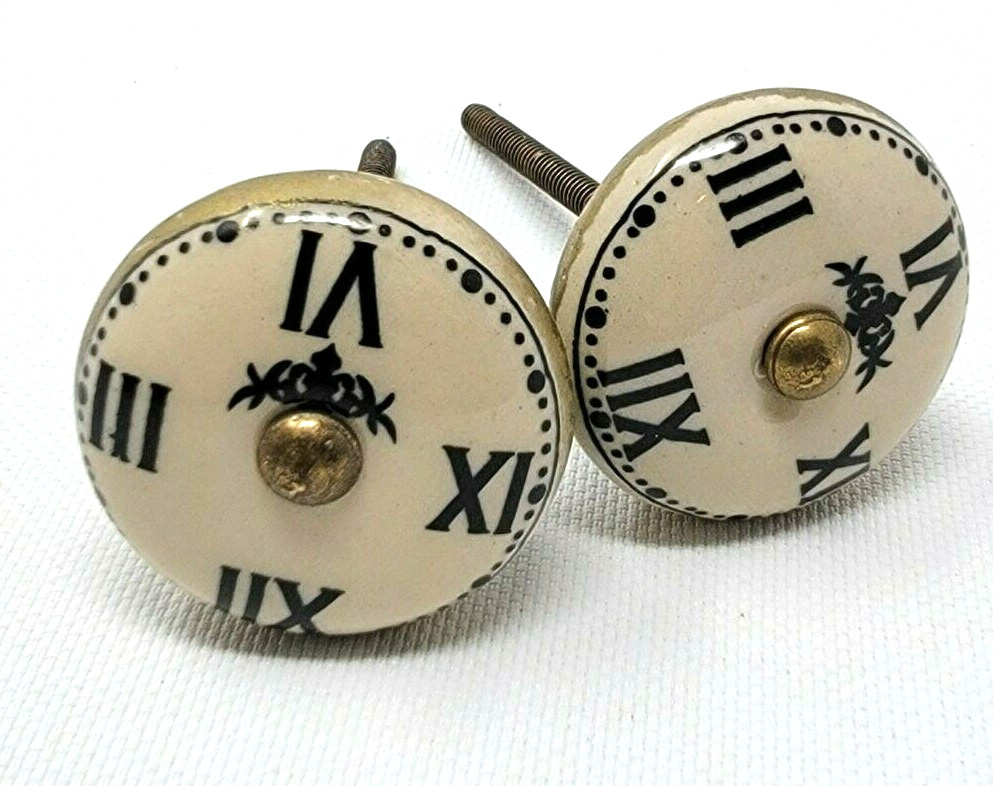 2 Piece Knob Furniture Hardware Decor Clock Shape Cabinet Pull Handles