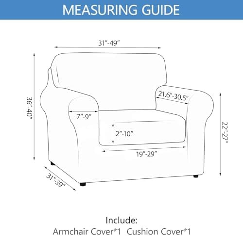 Stretch Printed Sofa Cover Couch Covers, 2-Piece Armchair Cover with Separate…
