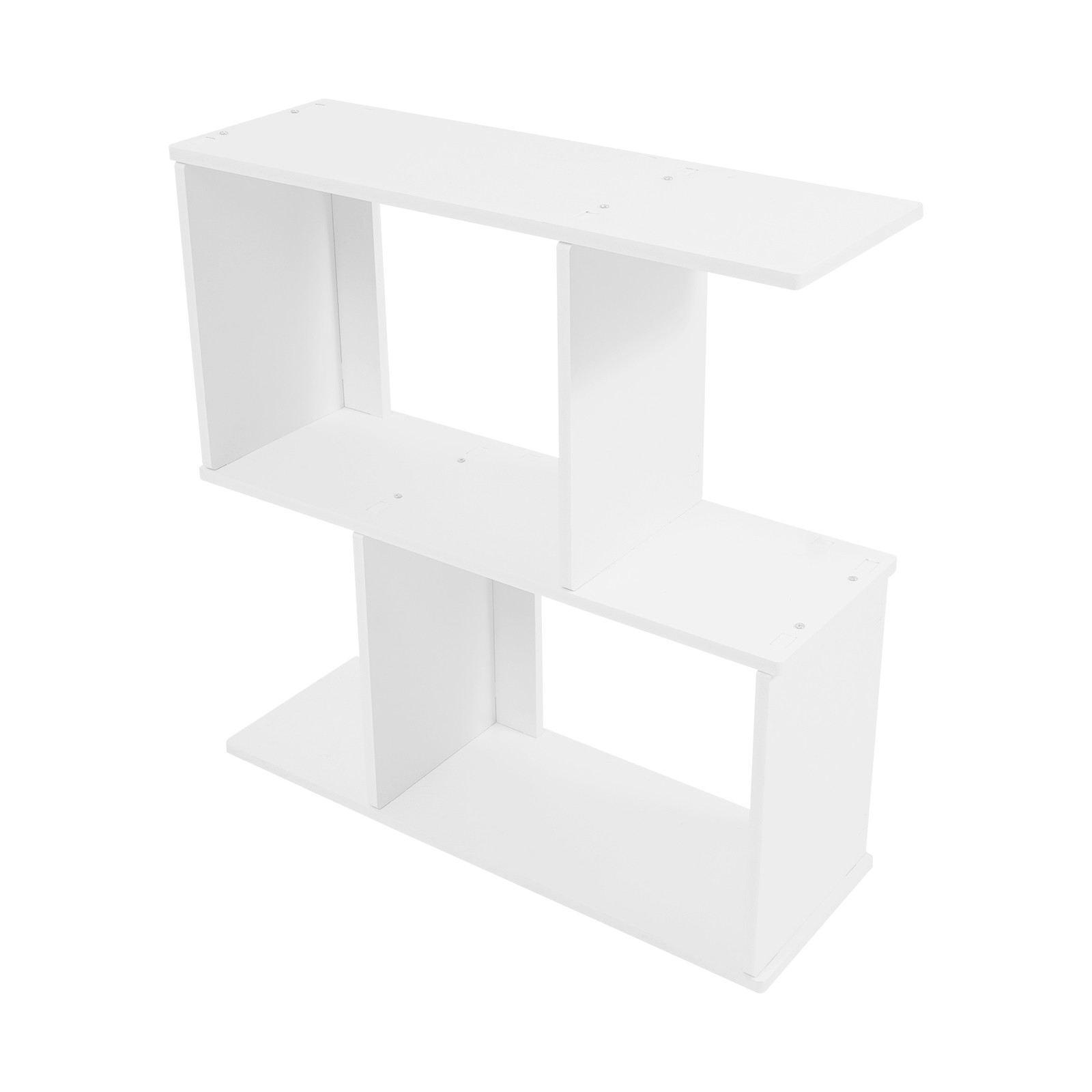 2 Tier Geometric Bookshelf, Freestanding Display Shelf, Z Shaped Open Bookcase