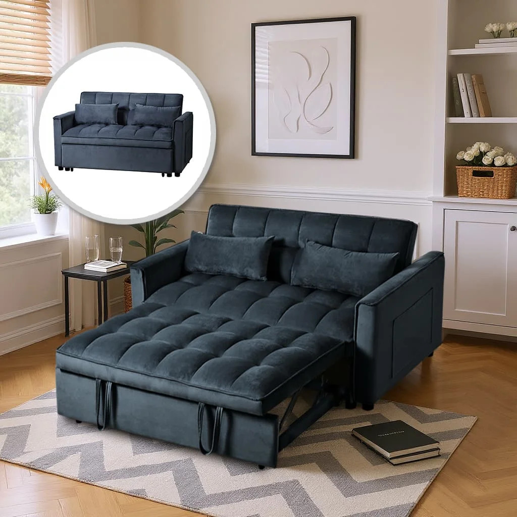 3 in 1 Convertible Sleeper Sofa Bed Pull Out Couch Bed Adjustable Backrest